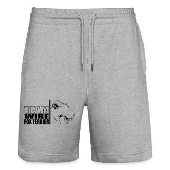 TEAM Wire Fox Terrier Hunde Hund Wilsigns - Stanley/Stella Unisex Bio Joggingshorts Trainer  - Grau meliert - Vorne - Nik (191cm) & Marisol (170cm)