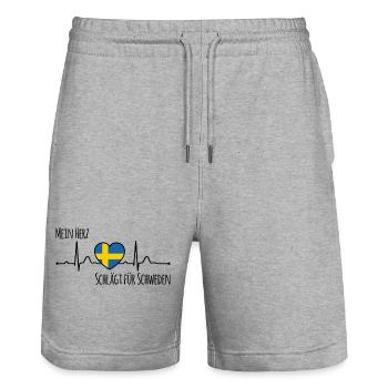Mein Herz schlägt für Schweden Skandinavien - Stanley/Stella Unisex Bio Joggingshorts Trainer  - Grau meliert - Vorne - Nik (191cm) & Marisol (170cm)