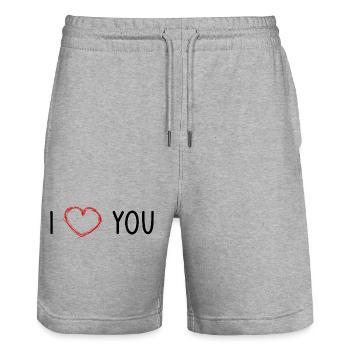 MAMA. MUTTERTAG. SCHÖNEN MUTTERTAG. ICH LIEBE - Stanley/Stella Unisex Bio Joggingshorts Trainer  - Grau meliert - Vorne - Nik (191cm) & Marisol (170cm)