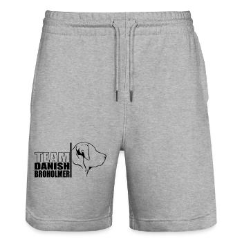 TEAM Danish Broholmer Hunde Hund Wilsigns - Stanley/Stella Unisex Bio Joggingshorts Trainer  - Grau meliert - Vorne - Nik (191cm) & Marisol (170cm)