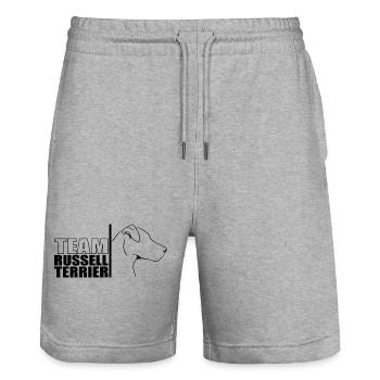 TEAM Russell Terrier Hunde Hund Wilsigns - Stanley/Stella Unisex Bio Joggingshorts Trainer  - Grau meliert - Vorne - Nik (191cm) & Marisol (170cm)