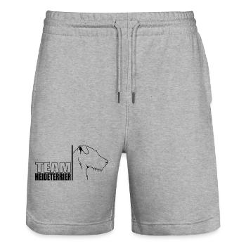 TEAM Heather Terrier Dog Dog Wilsigns - Stanley/Stella Trainer Unisex Organic Jogging Shorts - heather grey - Front - Nik (191cm) & Marisol (170cm)