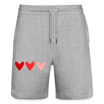 FÊTE DES MÈRES. BONNE FÊTE MAMAN. MAMAN. COEUR - Short de jogging bio TRAINER Stanley/Stella unisexe - gris chiné - Devant - Nik (191cm) & Marisol (170cm)