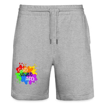CSD statt AfD - Stanley/Stella Unisex Bio Joggingshorts Trainer  - Grau meliert - Vorne - Nik (191cm) & Marisol (170cm)