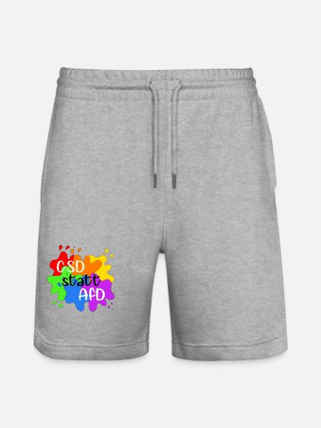 CSD statt AfD - Stanley/Stella Unisex Bio Joggingshorts Trainer - Grau meliert