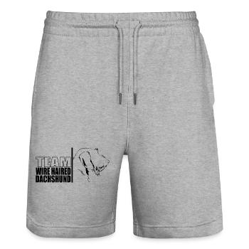 TEAM Wire Haired Dachshund Hunde Hund Wilsigns - Stanley/Stella Unisex Bio Joggingshorts Trainer  - Grau meliert - Vorne - Nik (191cm) & Marisol (170cm)