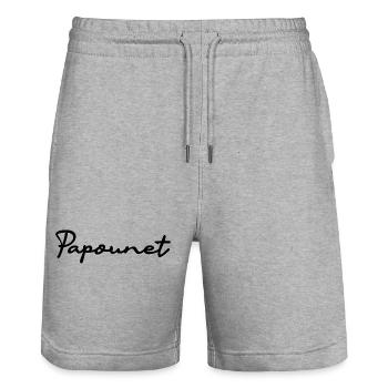 FÊTE DES PÈRES. BONNE FÊTE PAPA. PAPA. BONNE FÊTE - Short de jogging bio TRAINER Stanley/Stella unisexe - gris chiné - Devant - Nik (191cm) & Marisol (170cm)