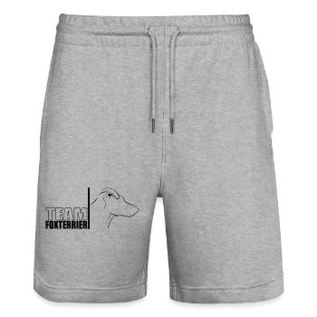 TEAM Foxterrier Hunde Hund Wilsigns - Stanley/Stella Unisex Bio Joggingshorts Trainer  - Grau meliert - Vorne - Nik (191cm) & Marisol (170cm)