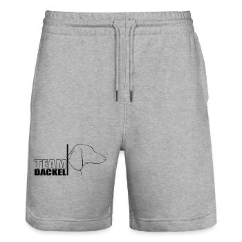TEAM Dackel Hunde Hund Wilsigns - Stanley/Stella Unisex Bio Joggingshorts Trainer  - Grau meliert - Vorne - Nik (191cm) & Marisol (170cm)