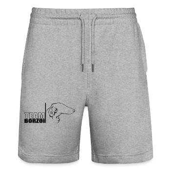 TEAM Borzoi Dog Dog Borzoi Wilsigns - Stanley/Stella Trainer Unisex Organic Jogging Shorts - heather grey - Front - Nik (191cm) & Marisol (170cm)