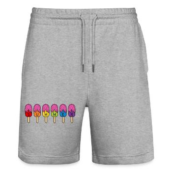 Crème glacée d’été Manger Arc-en-ciel Coloré Rose Crème glacée d’été - Short de jogging bio TRAINER Stanley/Stella unisexe - gris chiné - Devant - Nik (191cm) & Marisol (170cm)