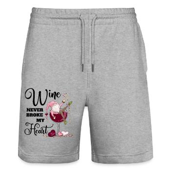 Wine never broke my heart - Funny Valentine - Stanley/Stella Trainer Unisex Organic Jogging Shorts - heather grey - Front - Nik (191cm) & Marisol (170cm)