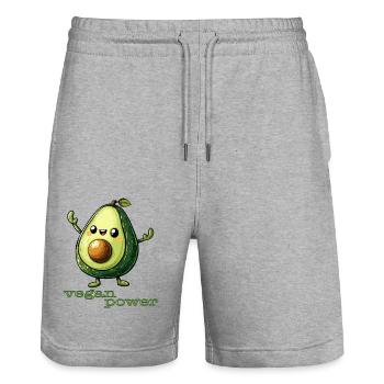 Vegan Power - Avocado - Stanley/Stella Trainer Unisex Organic Jogging Shorts - heather grey - Front - Nik (191cm) & Marisol (170cm)