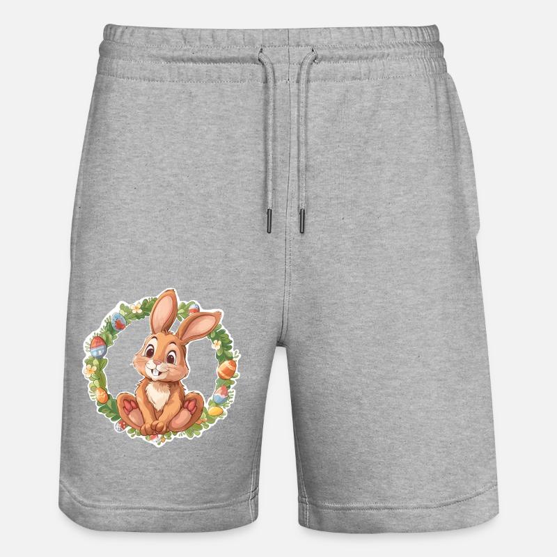 Illustration de Joyeuses Pâques - Short de jogging bio TRAINER Stanley/Stella unisexe - gris chiné