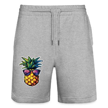 Ananas mit Sonnenbrille - Stanley/Stella Unisex Bio Joggingshorts Trainer  - Grau meliert - Vorne - Nik (191cm) & Marisol (170cm)