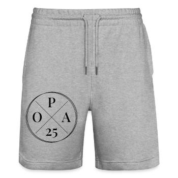 Opa 2025 - Stanley/Stella Unisex Bio Joggingshorts Trainer  - Grau meliert - Vorne - Nik (191cm) & Marisol (170cm)