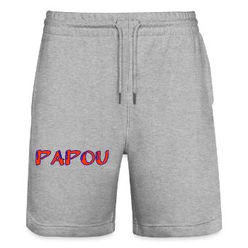 PAPUAN. FATHER's DAY. HAPPY BIRTHDAY DAD. DAD. DAD - Stanley/Stella Trainer Unisex Organic Jogging Shorts - heather grey - Front - Nik (191cm) & Marisol (170cm)