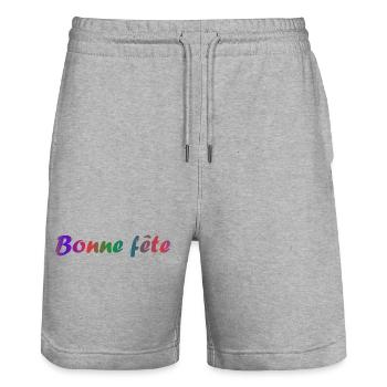 FÊTE DES MÈRES. BONNE FÊTE MAMAN. MAMAN. FÊTE - Short de jogging bio TRAINER Stanley/Stella unisexe - gris chiné - Devant - Nik (191cm) & Marisol (170cm)