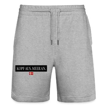 Kopf aus Meer an Spruch Urlaub Dänemark - Stanley/Stella Unisex Bio Joggingshorts Trainer  - Grau meliert - Vorne - Nik (191cm) & Marisol (170cm)