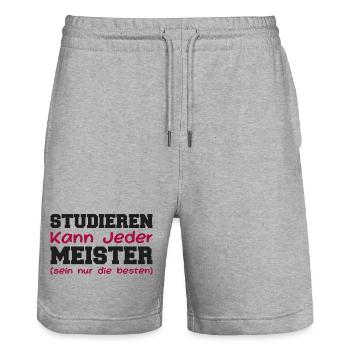 Studieren Kann Jeder Meister Meisterprüfung - Stanley/Stella Unisex Bio Joggingshorts Trainer  - Grau meliert - Vorne - Nik (191cm) & Marisol (170cm)