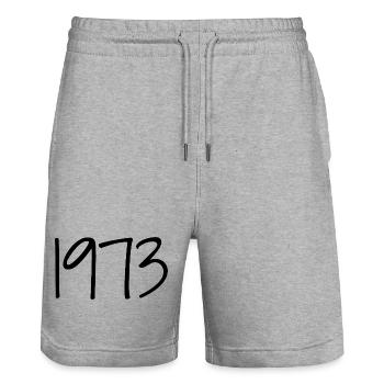 1973 Retro Style 1973 Birthday 1973 Vintage - Stanley/Stella Trainer Unisex Organic Jogging Shorts - heather grey - Front - Nik (191cm) & Marisol (170cm)