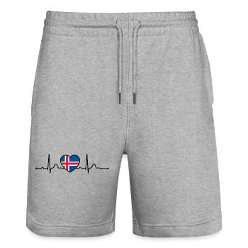 Islande Heartline Heartbeat Scandinavie Vacances - Short de jogging bio TRAINER Stanley/Stella unisexe - gris chiné - Devant - Nik (191cm) & Marisol (170cm)