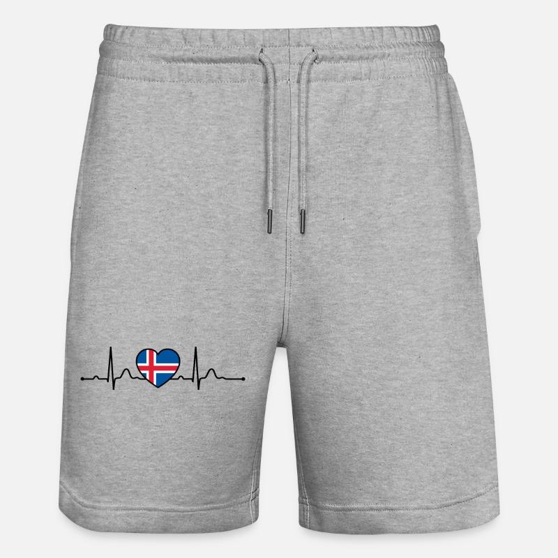 Islande Heartline Heartbeat Scandinavie Vacances - Short de jogging bio TRAINER Stanley/Stella unisexe - gris chiné