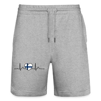 Finlande Heartline Heartbeat Scandinavie Vacances - Short de jogging bio TRAINER Stanley/Stella unisexe - gris chiné - Devant - Nik (191cm) & Marisol (170cm)