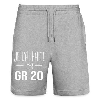 je l'ai fait GR20 Cadeau randonnée GR 20 Corse - Short de jogging bio TRAINER Stanley/Stella unisexe - gris chiné - Devant - Nik (191cm) & Marisol (170cm)