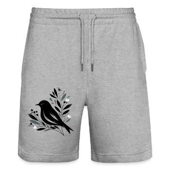 Amsel - Stanley/Stella Unisex Bio Joggingshorts Trainer  - Grau meliert - Vorne - Nik (191cm) & Marisol (170cm)