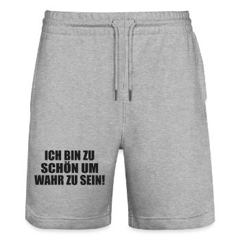 trop beau pour être vrai Égocentrique Égoïste Égoïste - Short de jogging bio TRAINER Stanley/Stella unisexe - gris chiné - Devant - Nik (191cm) & Marisol (170cm)
