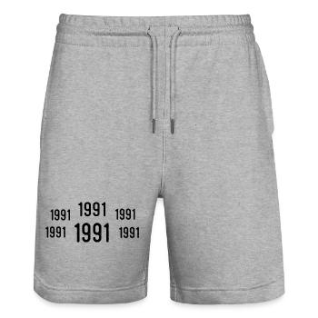 Rétro 1991 Anniversaire 1991 Cadeau Vintage 1991 - Short de jogging bio TRAINER Stanley/Stella unisexe - gris chiné - Devant - Nik (191cm) & Marisol (170cm)