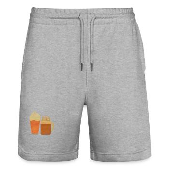 BEST FRIENDS CHRISTMAS CHAI LATTE HOT CHOCOLATE - Stanley/Stella Unisex Bio Joggingshorts Trainer  - Grau meliert - Vorne - Nik (191cm) & Marisol (170cm)