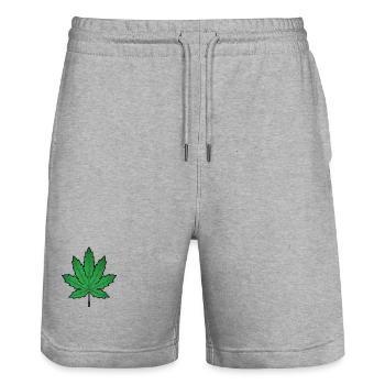 High Leaf Cannabis Leaf - Stanley/Stella Trainer Unisex Organic Jogging Shorts - heather grey - Front - Nik (191cm) & Marisol (170cm)