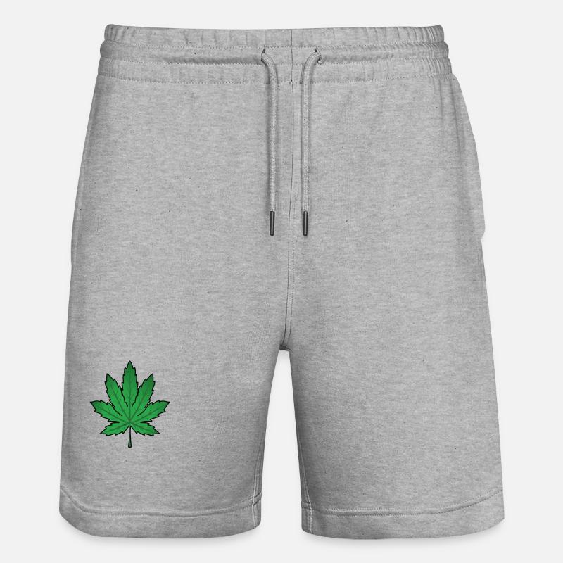 High Leaf Cannabis Leaf - Stanley/Stella Trainer Unisex Organic Jogging Shorts - heather grey