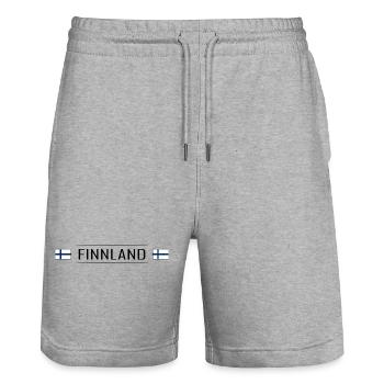 Finland Country Finland Scandinavia Vacation Travel - Stanley/Stella Trainer Unisex Organic Jogging Shorts - heather grey - Front - Nik (191cm) & Marisol (170cm)