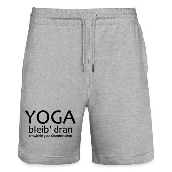Yoga Shirt Bleib Dran, Spirituelle Weisheit - Stanley/Stella Unisex Bio Joggingshorts Trainer  - Grau meliert - Vorne - Nik (191cm) & Marisol (170cm)
