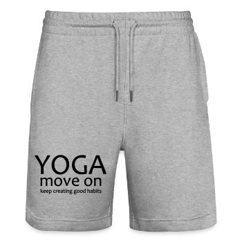Yoga Shirt Move On Good Habits, Spiritual Wisdom - Stanley/Stella Unisex Bio Joggingshorts Trainer  - Grau meliert - Vorne - Nik (191cm) & Marisol (170cm)