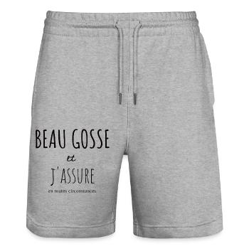 Tee-shirt beau gosse - Short de jogging bio TRAINER Stanley/Stella unisexe - gris chiné - Devant - Nik (191cm) & Marisol (170cm)