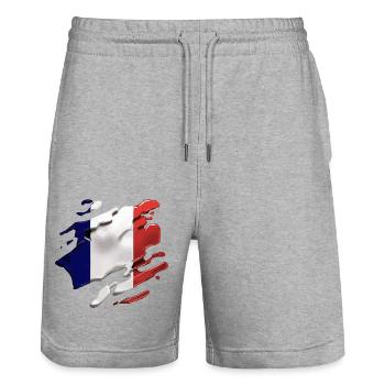 DRAPEAU DE LA FRANCE DRAPEAU FRANCE - Short de jogging bio TRAINER Stanley/Stella unisexe - gris chiné - Devant - Nik (191cm) & Marisol (170cm)