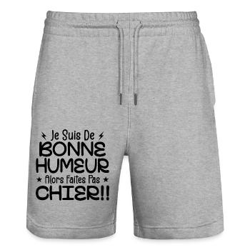 I'm in a good mood so don't piss off! - Stanley/Stella Trainer Unisex Organic Jogging Shorts - heather grey - Front - Nik (191cm) & Marisol (170cm)