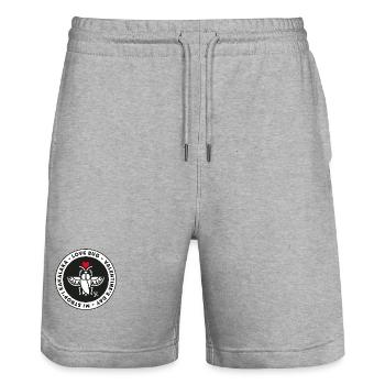 LOVE BUG - Stanley/Stella Trainer Unisex Organic Jogging Shorts - heather grey - Front - Nik (191cm) & Marisol (170cm)