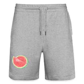 MELON VIBE - Stanley/Stella Unisex Bio Joggingshorts Trainer  - Grau meliert - Vorne - Nik (191cm) & Marisol (170cm)