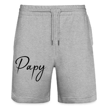 OPA. ALLES GUTE ZUM GEBURTSTAG, PAPA. PAPA. VATERTAG. VATER. - Stanley/Stella Unisex Bio Joggingshorts Trainer  - Grau meliert - Vorne - Nik (191cm) & Marisol (170cm)