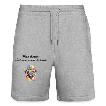 Carlin rayon de soleil - Short de jogging bio TRAINER Stanley/Stella unisexe - gris chiné - Devant - Nik (191cm) & Marisol (170cm)