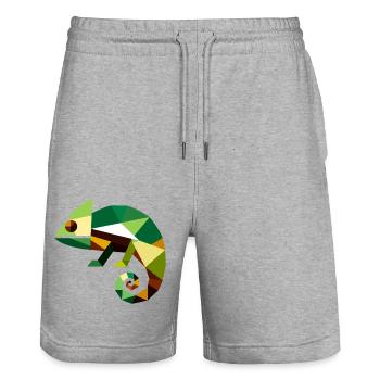 Caméléon géométrique - Short de jogging bio TRAINER Stanley/Stella unisexe - gris chiné - Devant - Nik (191cm) & Marisol (170cm)