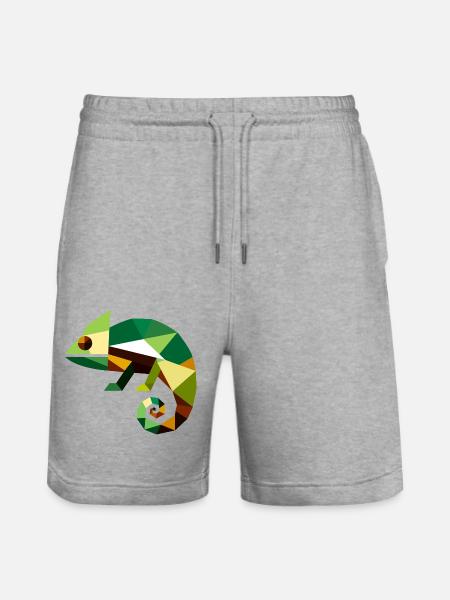 Geometric Chameleon - Stanley/Stella Trainer Unisex Organic Jogging Shorts - heather grey
