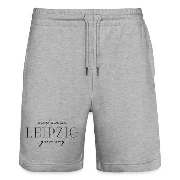 Leipzig, Deutschland Eleganz Stil Design T-Shirt - Stanley/Stella Unisex Bio Joggingshorts Trainer  - Grau meliert - Vorne - Nik (191cm) & Marisol (170cm)