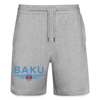 T-Shirt Bakou – Pour les fans de la capitale - Short de jogging bio TRAINER Stanley/Stella unisexe - gris chiné - Devant - Nik (191cm) & Marisol (170cm)