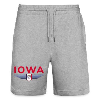Iowa Fan T-Shirt – Dein Bundesstaat! - Stanley/Stella Unisex Bio Joggingshorts Trainer  - Grau meliert - Vorne - Nik (191cm) & Marisol (170cm)